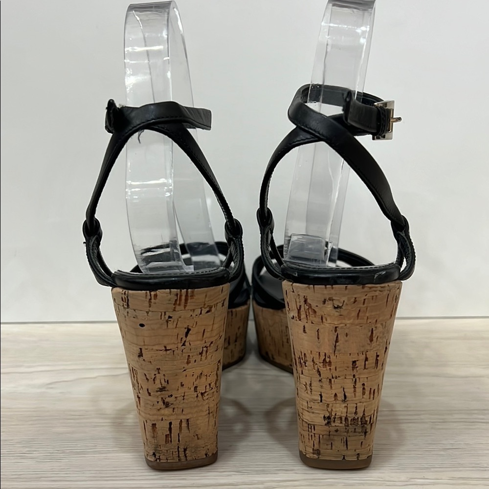 Prada Black Wedge Sandals with Cork Sole - Picture 4 of 8